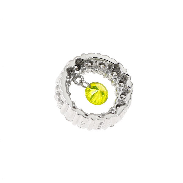 K18WG トリートイエローグリーン /カラーレス ダイヤモンド ペンダントトップ 0.36ct D0.15ct