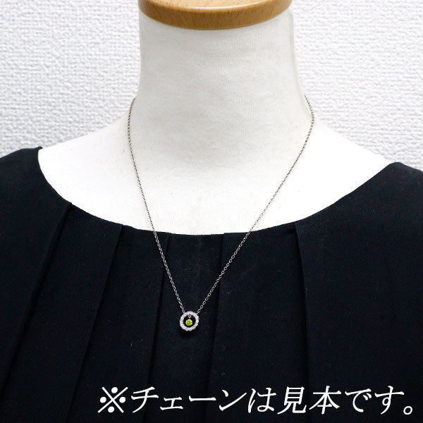 K18WG トリートイエローグリーン /カラーレス ダイヤモンド ペンダントトップ 0.36ct D0.15ct