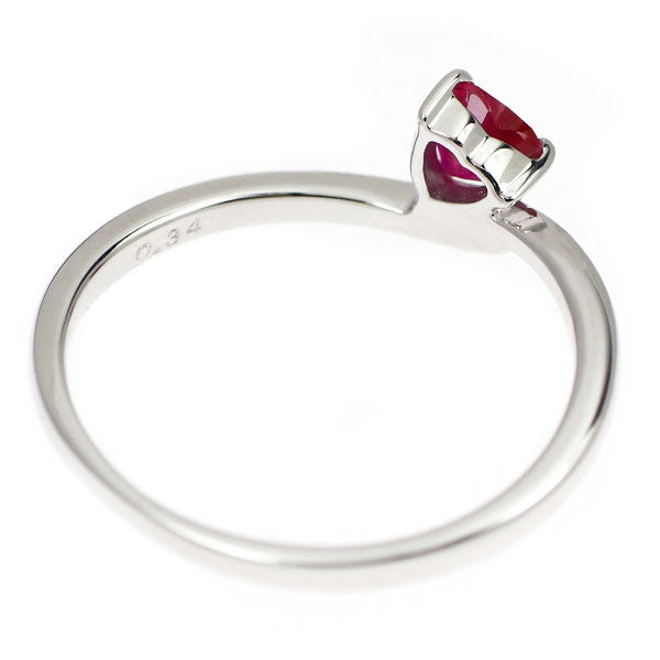 K18WG ハートシェイプ ルビー リング 0.34ct