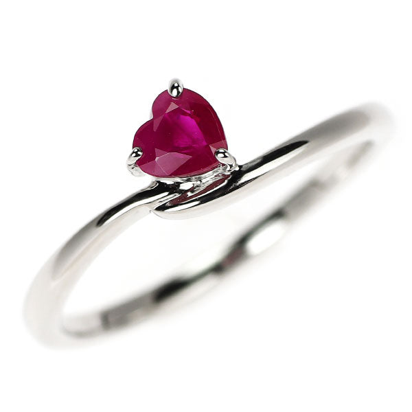 K18WG ハートシェイプ ルビー リング 0.34ct