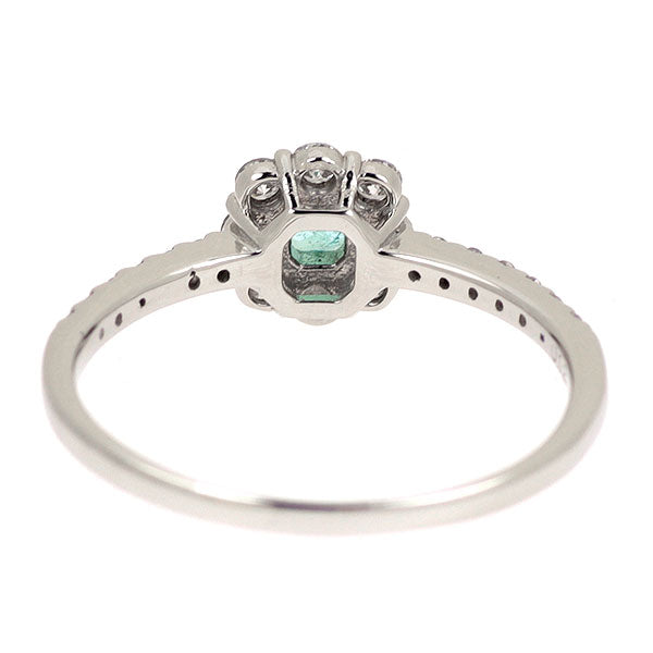 Pt900 パライバトルマリン ダイヤモンド リング 0.12ct D0.28ct フラワー
