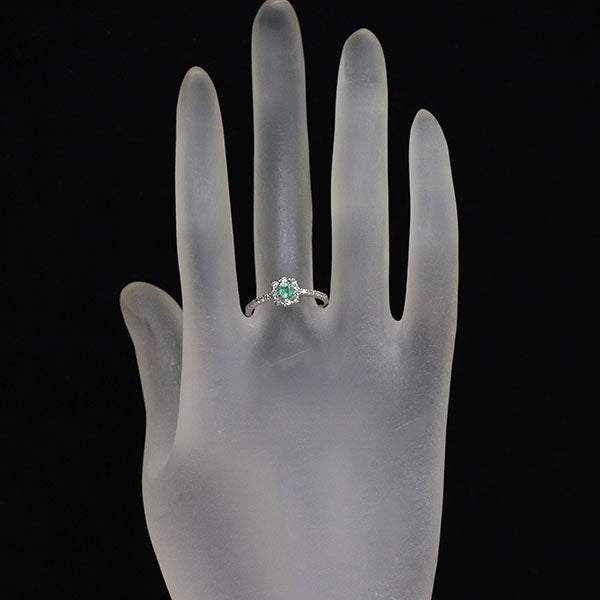 Pt900 パライバトルマリン ダイヤモンド リング 0.12ct D0.28ct フラワー