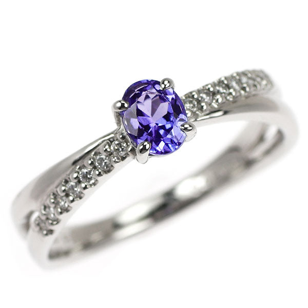 Pt900 タンザナイト ダイヤモンド リング 0.42ct D0.07ct
