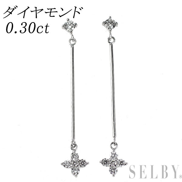 Pt900 ダイヤモンド ピアス 0.30ct フラワー