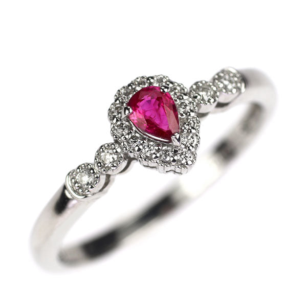 Pt900 ルビー ダイヤモンド リング 0.20ct D0.078ct