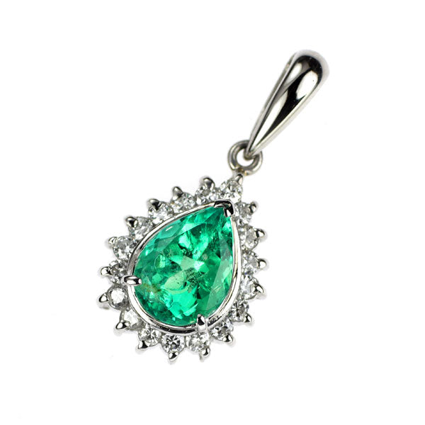 Pt900 エメラルド ダイヤモンド ペンダントトップ 0.72ct D0.18ct