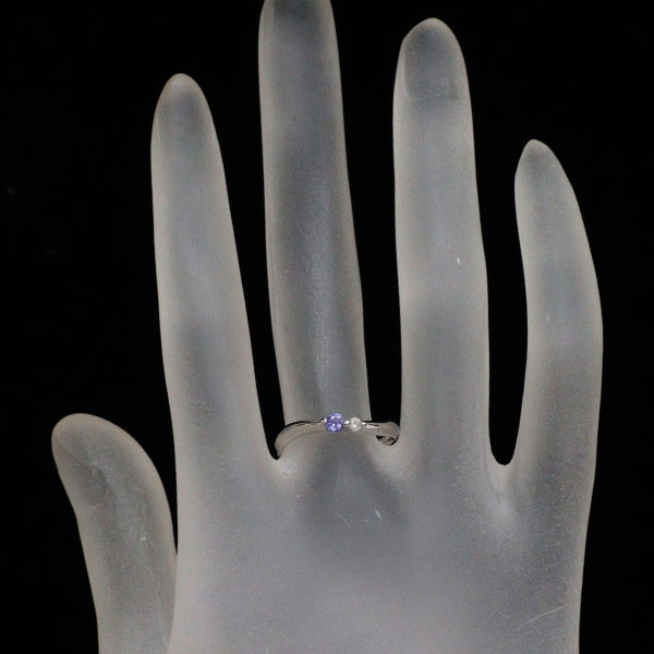 Pt900 Tanzanite Diamond Ring D0.04ct