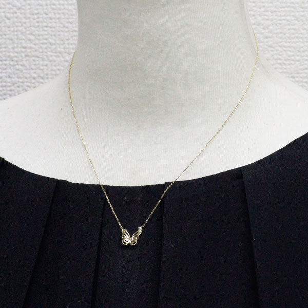 スタージュエリー K10YG ダイヤモンド ペンダントネックレス 0.01ct 蝶