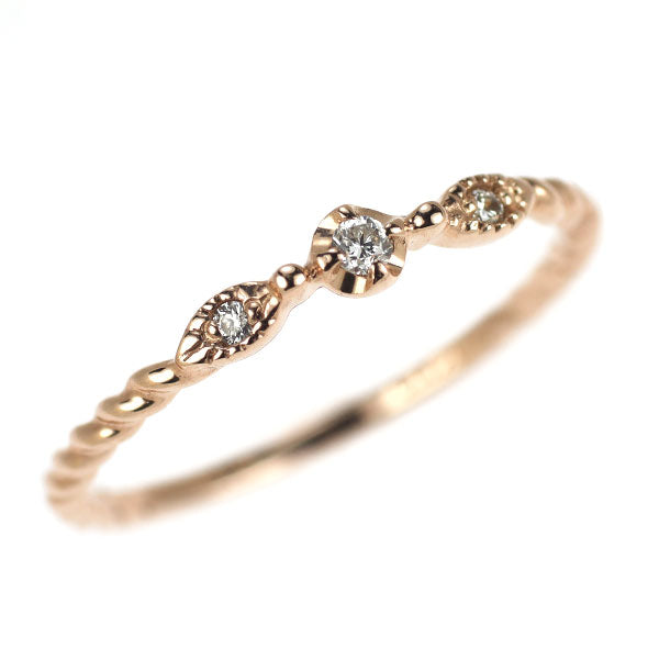 組曲 K10PG ダイヤモンド リング 0.02ct ピンキー