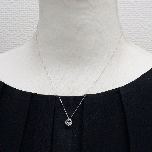 K18WG ダイヤモンド ペンダントネックレス 0.08ct D0.13ct ダンシングストーン
