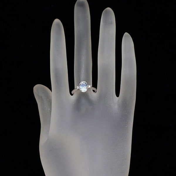 K18WG ムーンストーン ダイヤモンド リング 1.70ct D0.06ct