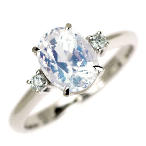 K18WG ムーンストーン ダイヤモンド リング 1.70ct D0.06ct