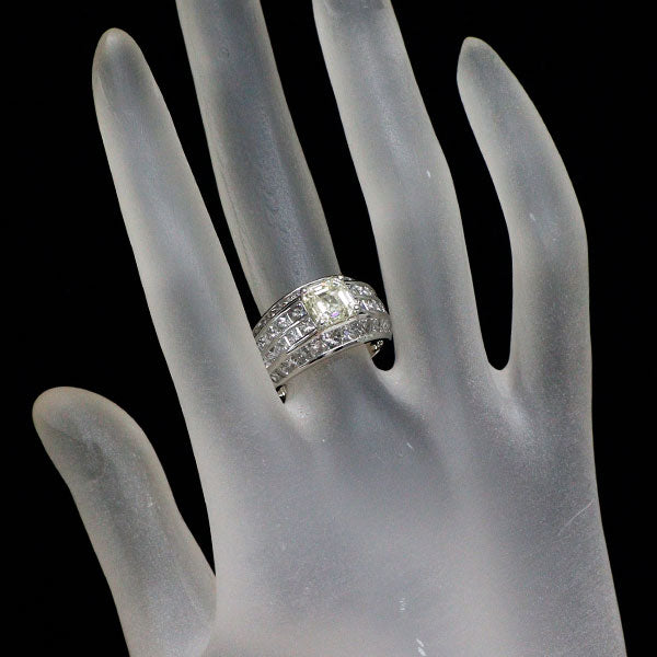 Pt950 アッシャーカット ダイヤモンド リング 2.026ct VLY SI1 D3.88ct