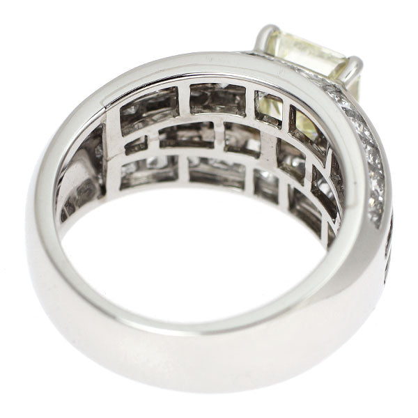 Pt950 アッシャーカット ダイヤモンド リング 2.026ct VLY SI1 D3.88ct