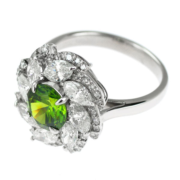 希少 Pt900 ロシア産 デマントイドガーネット ダイヤモンド リング 1.52ct D2.49ct