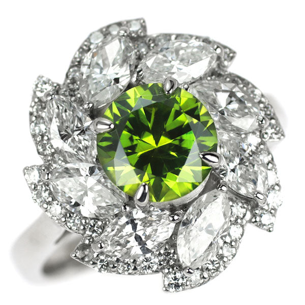 希少 Pt900 ロシア産 デマントイドガーネット ダイヤモンド リング 1.52ct D2.49ct