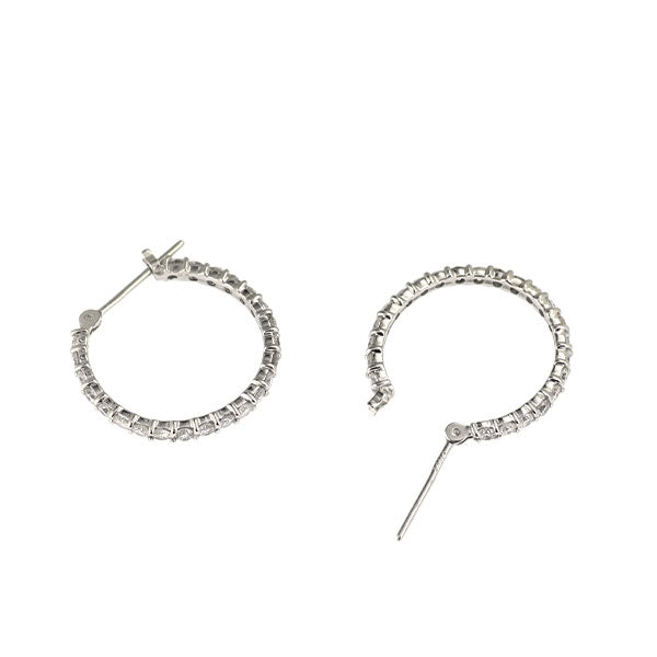 K18WG/K14WG ダイヤモンド ピアス 1.00ct フープ