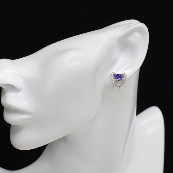 K18WG トリリアントカット タンザナイト ダイヤモンド ピアス 1.96ct D0.40ct