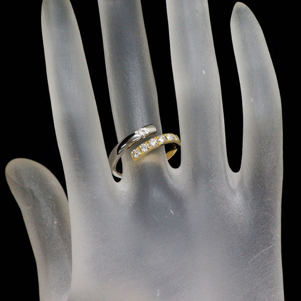 K18/Pt900 多面カット ダイヤモンド リング 0.087ct D0.40ct 可動式
