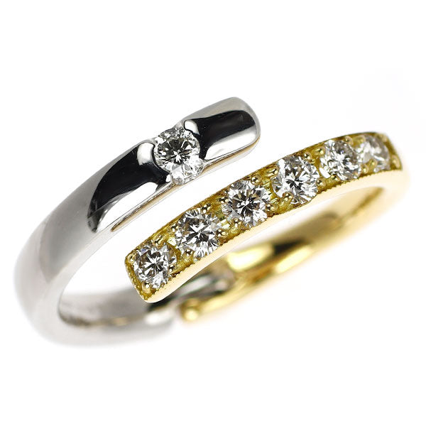 K18/Pt900 多面カット ダイヤモンド リング 0.087ct D0.40ct 可動式