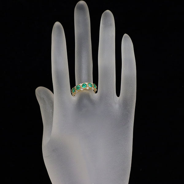 K18YG エメラルド ダイヤモンド リング 0.74ct D0.30ct