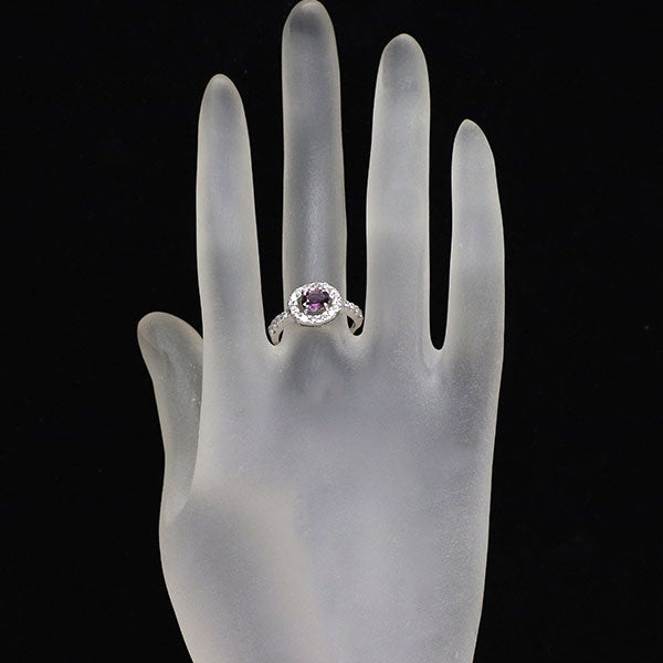 K18WG パープルサファイア ダイヤモンド リング 0.65ct D0.57ct