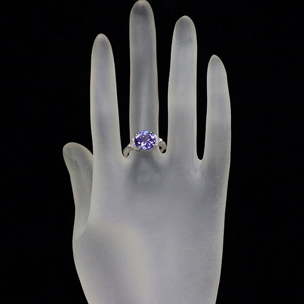 Pt900 タンザナイト ダイヤモンド リング 3.41ct D0.20ct