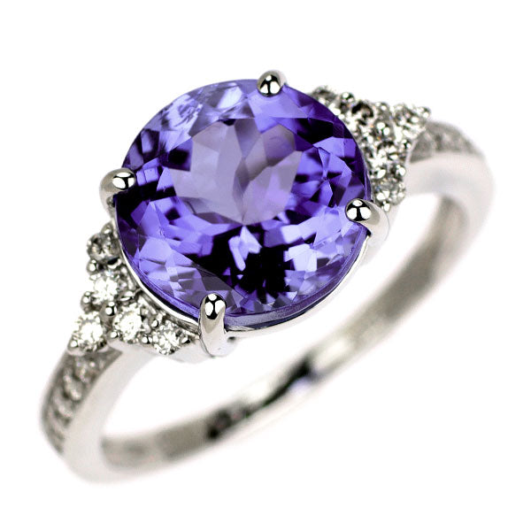 Pt900 タンザナイト ダイヤモンド リング 3.41ct D0.20ct