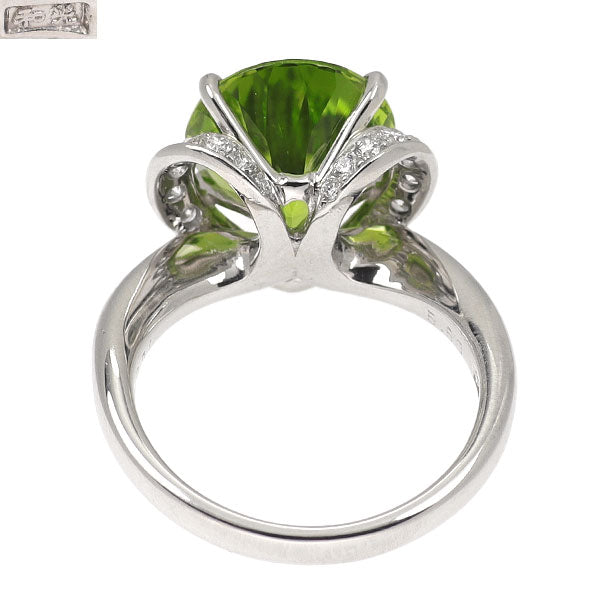 和光 Pt900 ペアシェイプ ペリドット ダイヤモンド リング 5.50ct D0.31ct