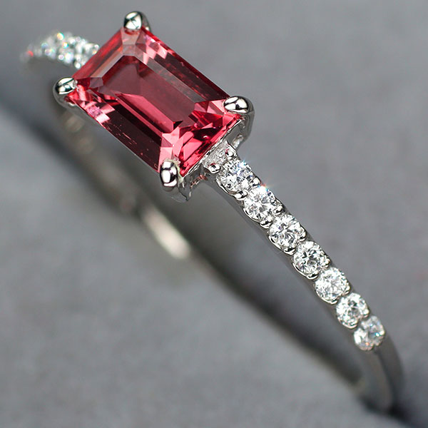 ビズー/BIZOUX Pt900 カラーストーン ダイヤモンド リング 0.612ct D0.11ct
