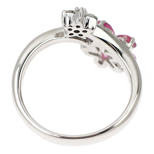 K18WG ピンク サファイア ダイヤモンド リング 1.00ct D0.13ct 桜モチーフ フラワー