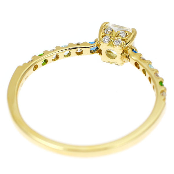 K18YG ムーンストーン アウイナイト パライバトルマリン デマントイドガーネット ダイヤモンド リング 0.277ct CS0.07ct D0.11ct 希少