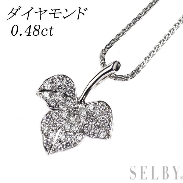 Pt900/ Pt850 ダイヤモンド ペンダントネックレス 0.48ct 植物