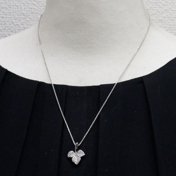 Pt900/ Pt850 ダイヤモンド ペンダントネックレス 0.48ct 植物