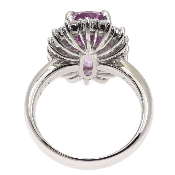 希少 Pt900 ピンクインペリアルトパーズ ダイヤモンド リング 5.61ct D0.95ct