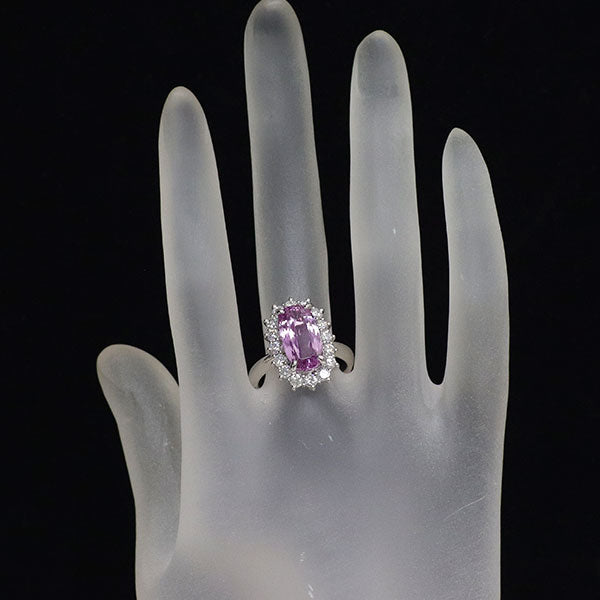 希少 Pt900 ピンクインペリアルトパーズ ダイヤモンド リング 5.61ct D0.95ct