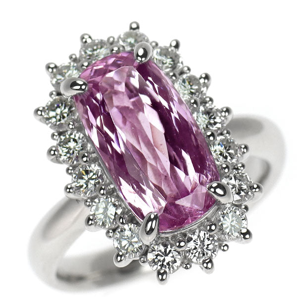 希少 Pt900 ピンクインペリアルトパーズ ダイヤモンド リング 5.61ct D0.95ct