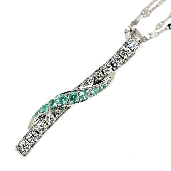 K18WG パライバトルマリン ダイヤモンド ペンダントネックレス 0.16ct D0.31ct