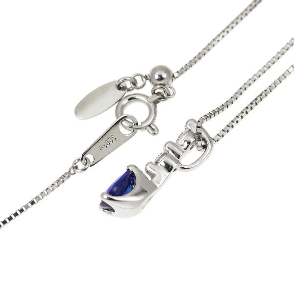 Pt900/ Pt850 ペアシェイプカット サファイア ダイヤモンド ペンダントネックレス 0.57ct D0.12ct