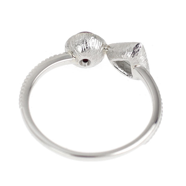 Pt900 カボション ルビー ダイヤモンド リング 0.73ct D0.32ct