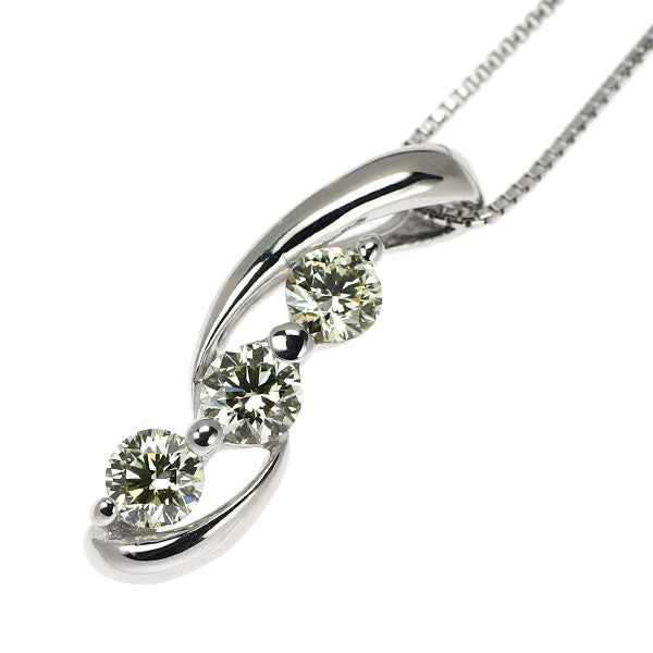 K18WG H&C ダイヤモンド ペンダントネックレス 0.500ct スリーストーン