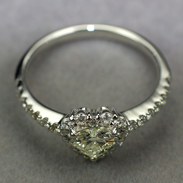 新品 Pt950 ハートシェイプカットダイヤモンド リング 0.389ct L SI2 D0.38ct 【エスコレ】
