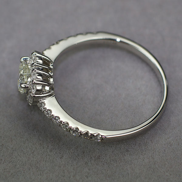 新品 Pt950 ハートシェイプカットダイヤモンド リング 0.389ct L SI2 D0.38ct 【エスコレ】