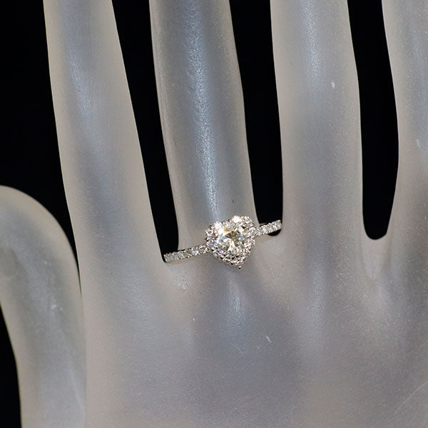 新品 Pt950 ハートシェイプカットダイヤモンド リング 0.389ct L SI2 D0.38ct 【エスコレ】