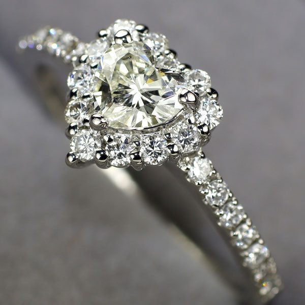 新品 Pt950 ハートシェイプカットダイヤモンド リング 0.389ct L SI2 D0.38ct 【エスコレ】