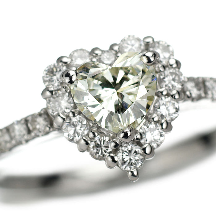新品 Pt950 ハートシェイプカットダイヤモンド リング 0.389ct L SI2 D0.38ct 【エスコレ】