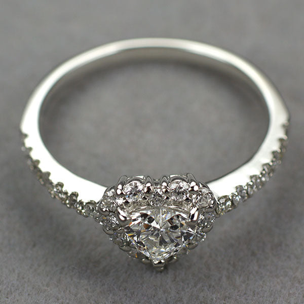 新品 Pt950 ハートシェイプカットダイヤモンド リング 0.430ct G SI1 D0.38ct 【エスコレ】