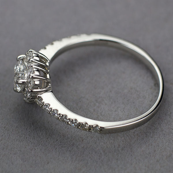 新品 Pt950 ハートシェイプカットダイヤモンド リング 0.430ct G SI1 D0.38ct 【エスコレ】