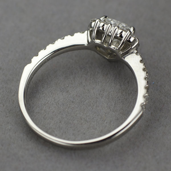 新品 Pt950 ハートシェイプカットダイヤモンド リング 0.430ct G SI1 D0.38ct 【エスコレ】