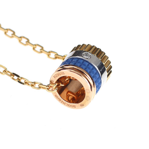 ブシュロン ブルーPVD/ K18YG/WG/PG ダイヤモンド ペンダントネックレス キャトル ブルー スモール